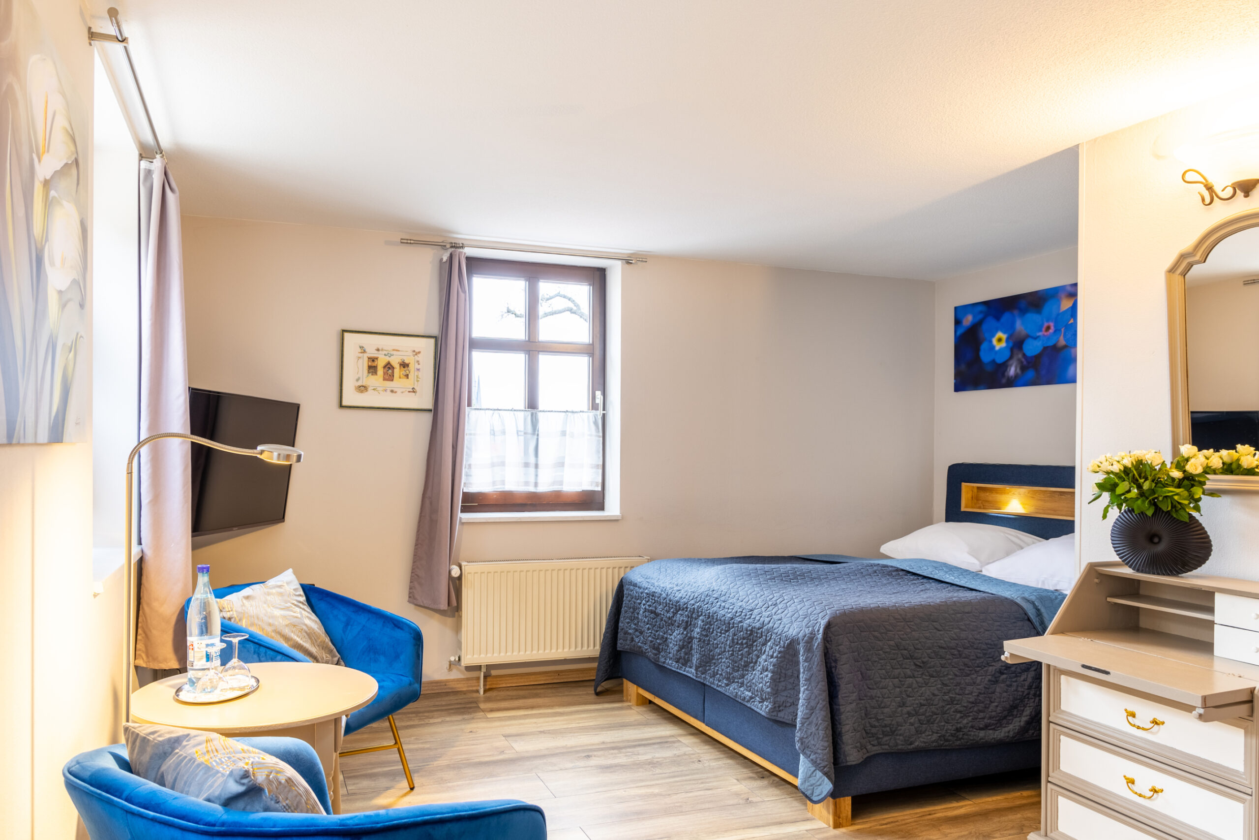 Komfort Zimmer Schlossberg Hotel Wernigerode - Doppelbett im historischen Fachwerkhaus